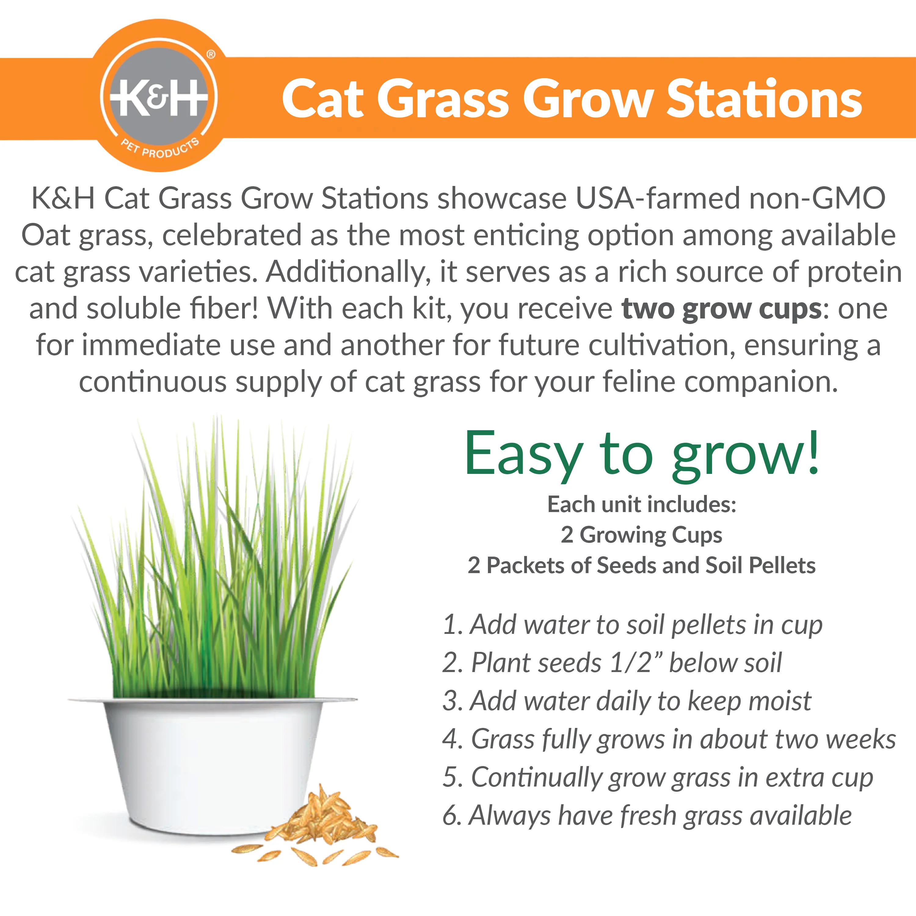 K&H EZ Mount Deluxe Bolstered Window Kitty Sill Cat Perch with Cat Grass Grow Station - Image 8