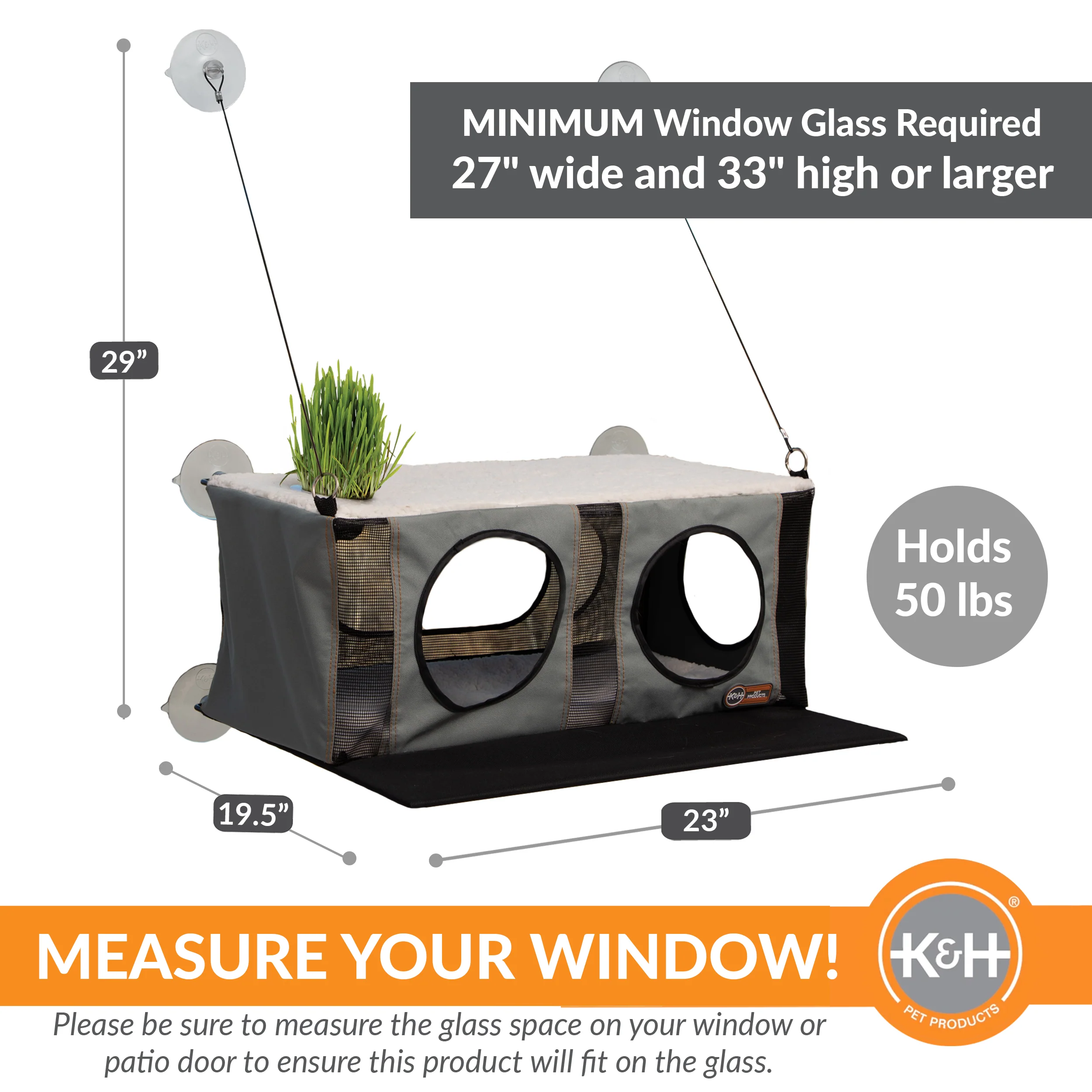K&H EZ Mount Penthouse Cat Window Perch with Cat Grass Grow Station - Image 4
