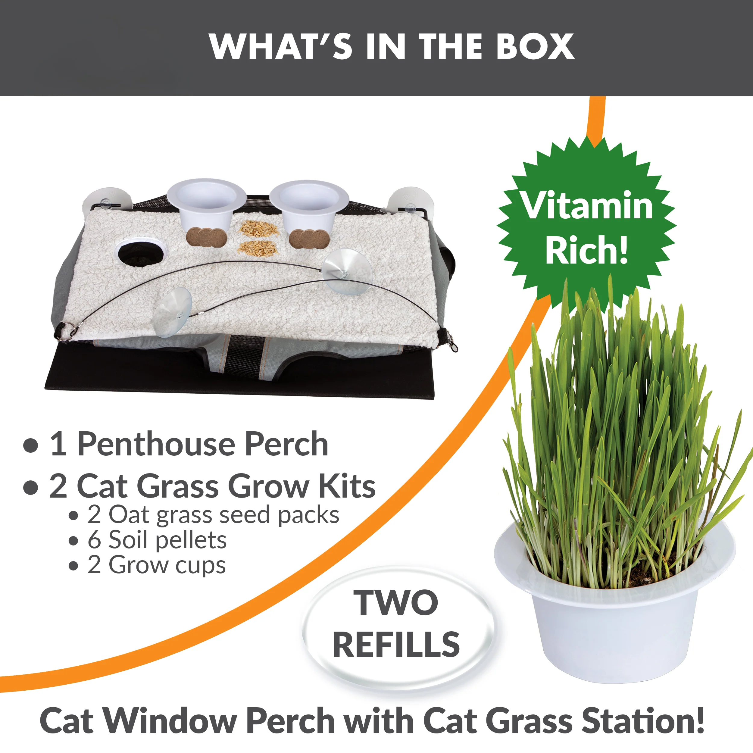 K&H EZ Mount Penthouse Cat Window Perch with Cat Grass Grow Station - Image 6