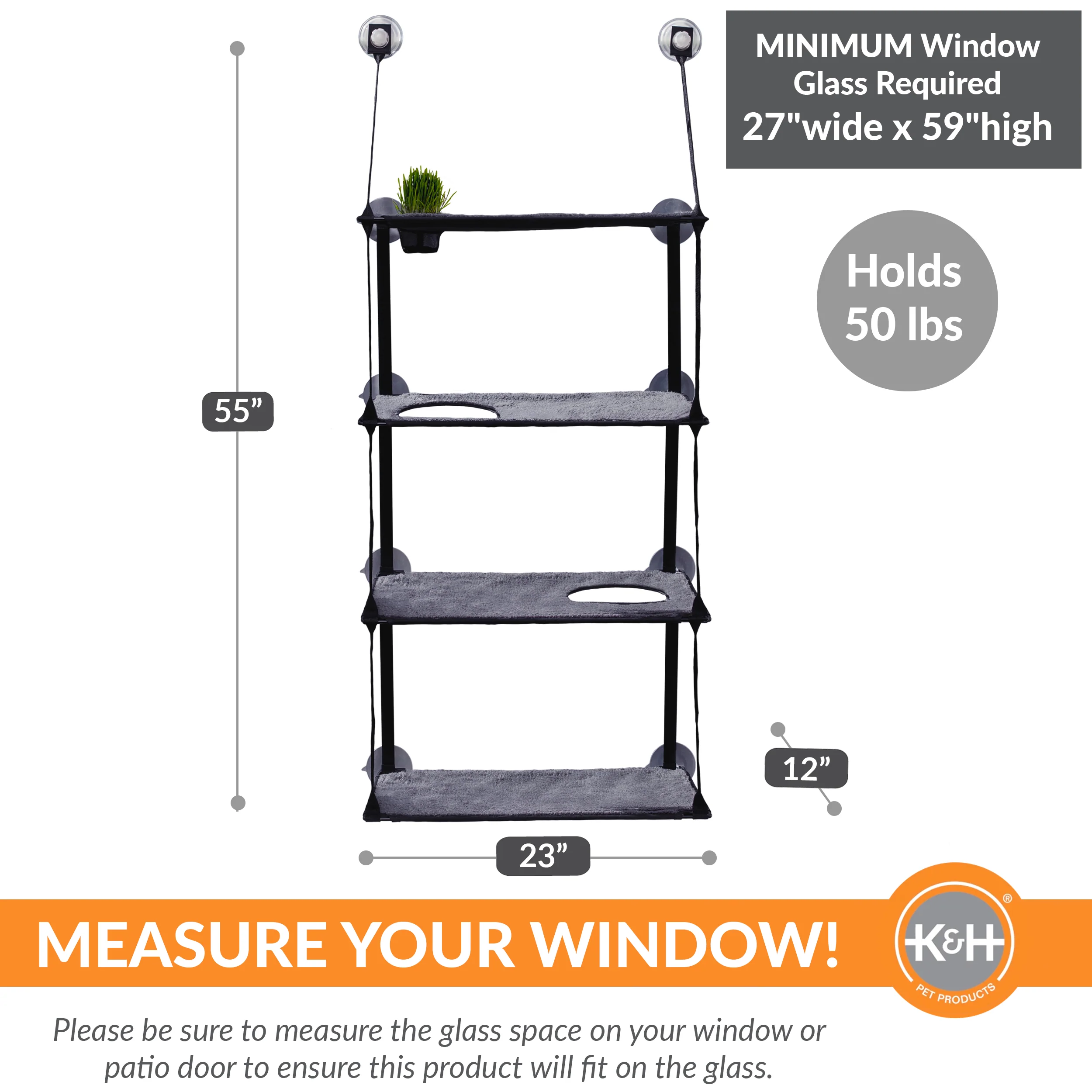 K&H EZ Mount Window Kitty Sill Cat Perch with Cat Grass Grow Station - Multi-Level - Image 3