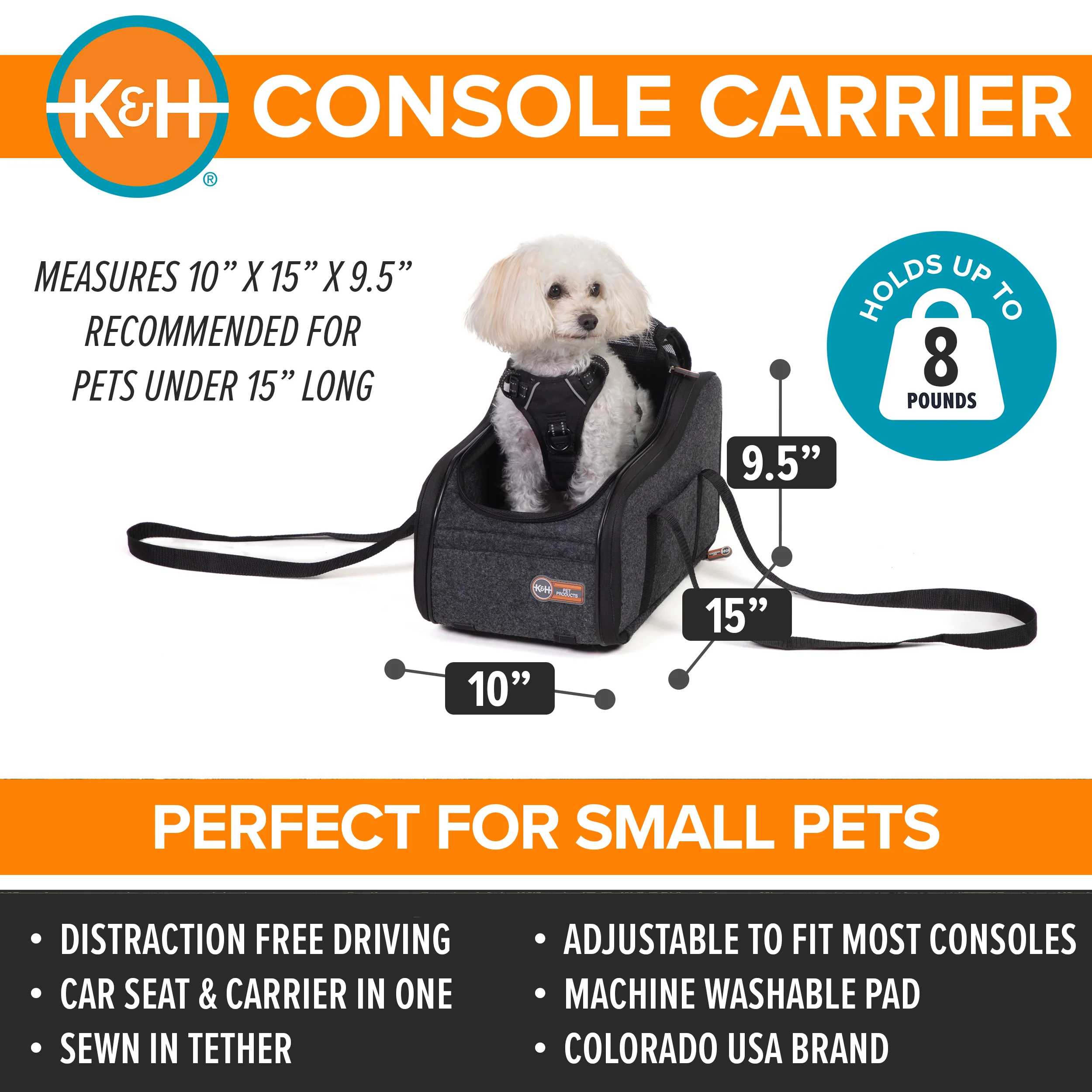 K&H Portable Pet Console Booster Dog Car Seat - Image 5