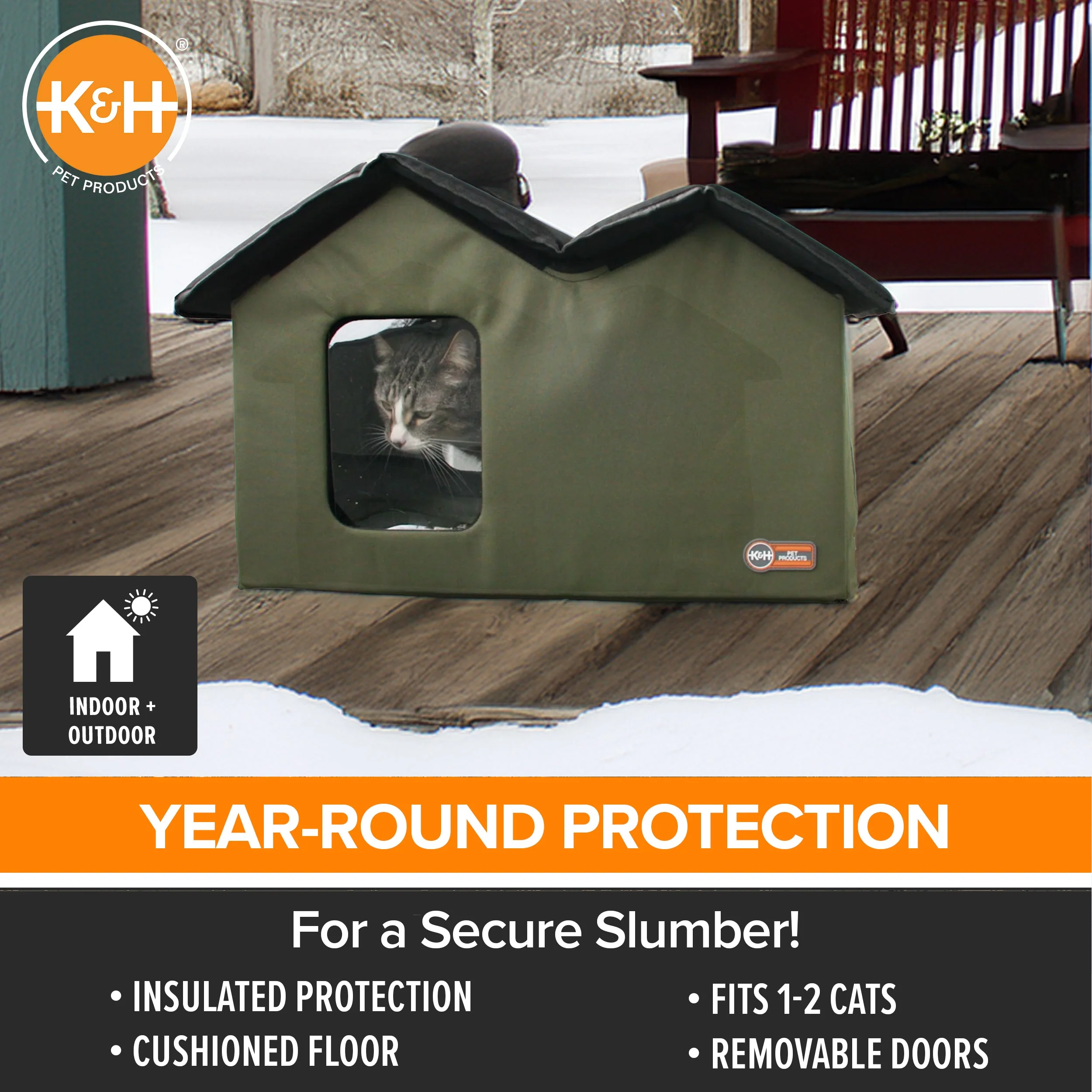 K&H Thermo Outdoor Kitty House Extra Wide (Heated & Unheated) - Image 5
