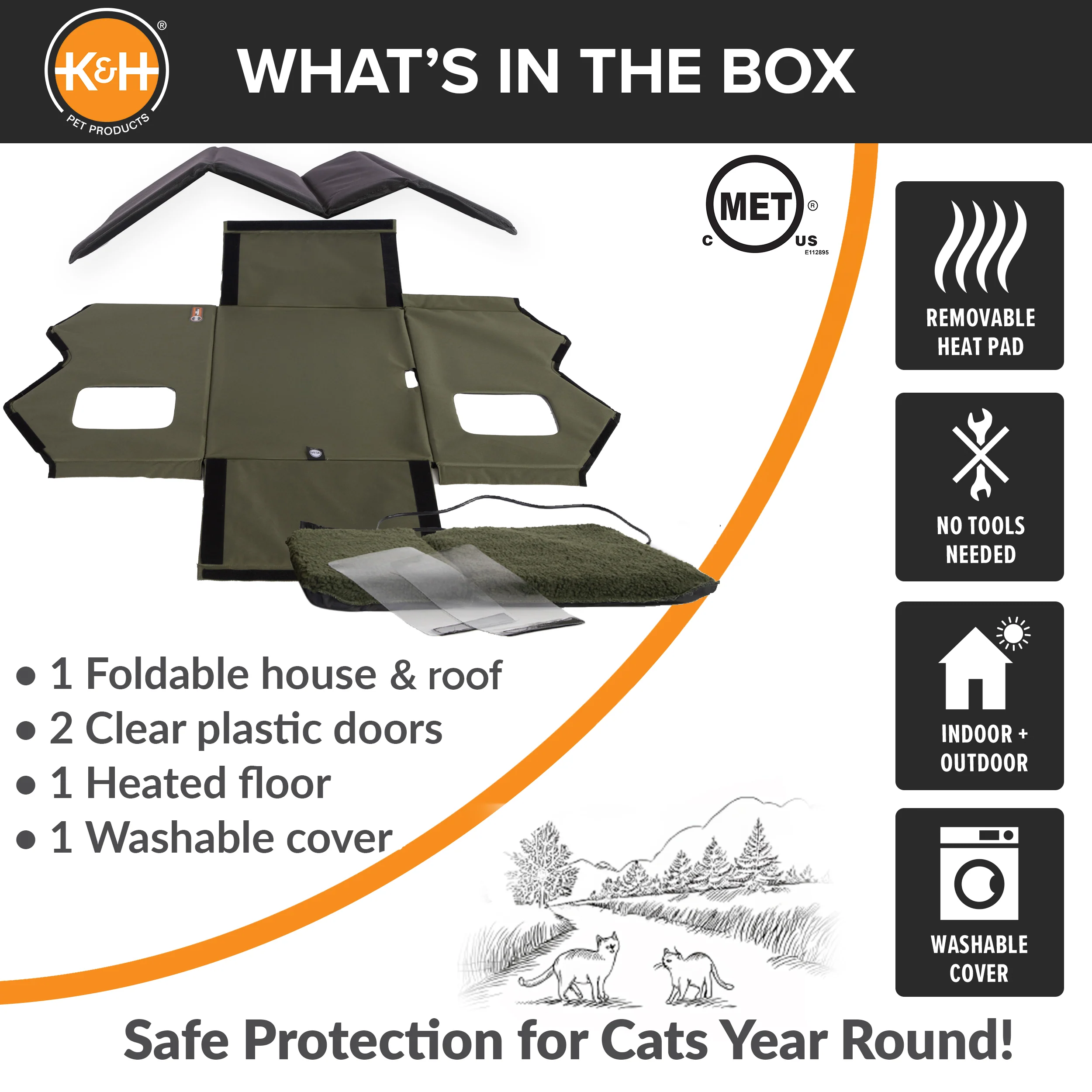 K&H Thermo Outdoor Kitty House Extra Wide (Heated & Unheated) - Image 8