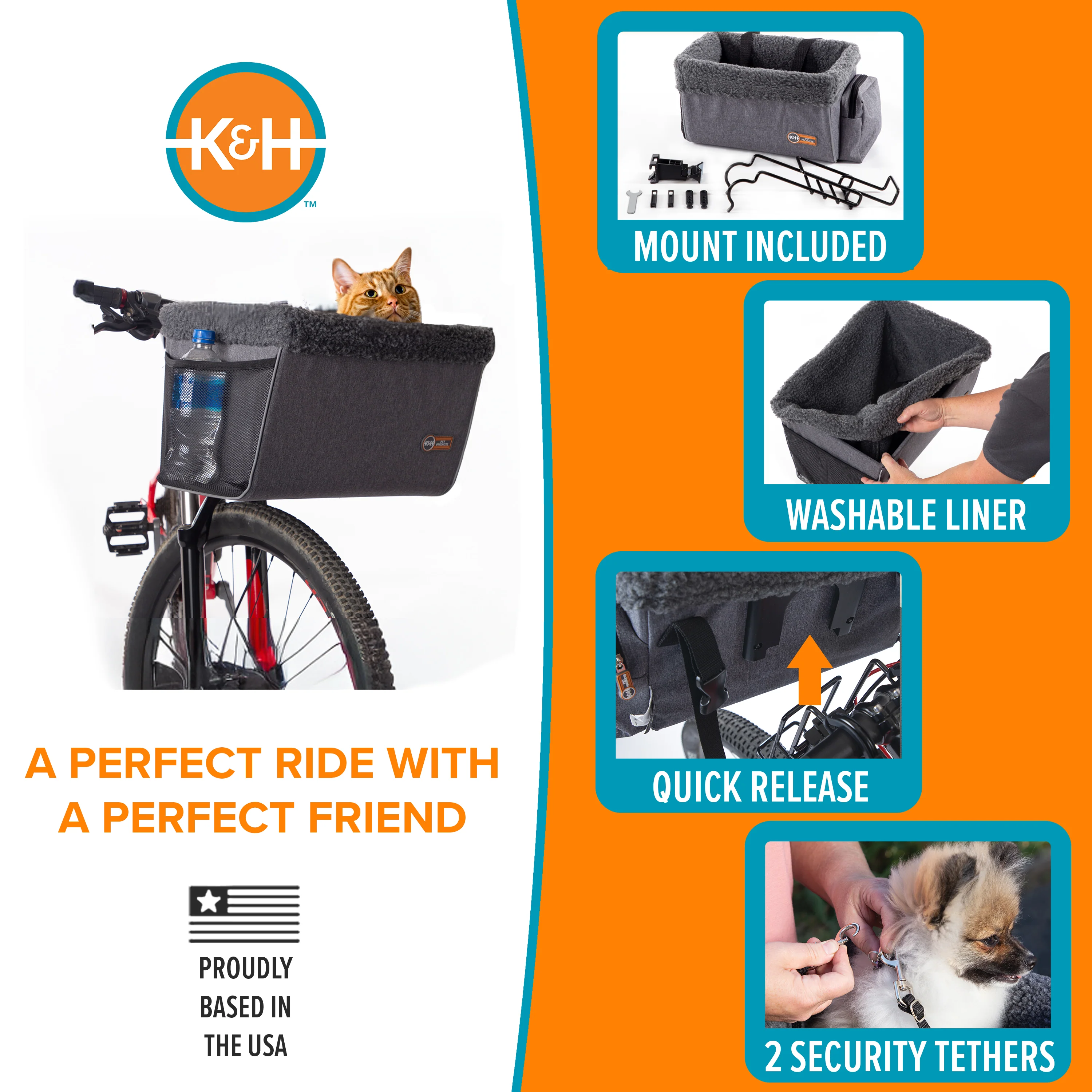 K&H Travel Bike Basket for Pet - Image 3