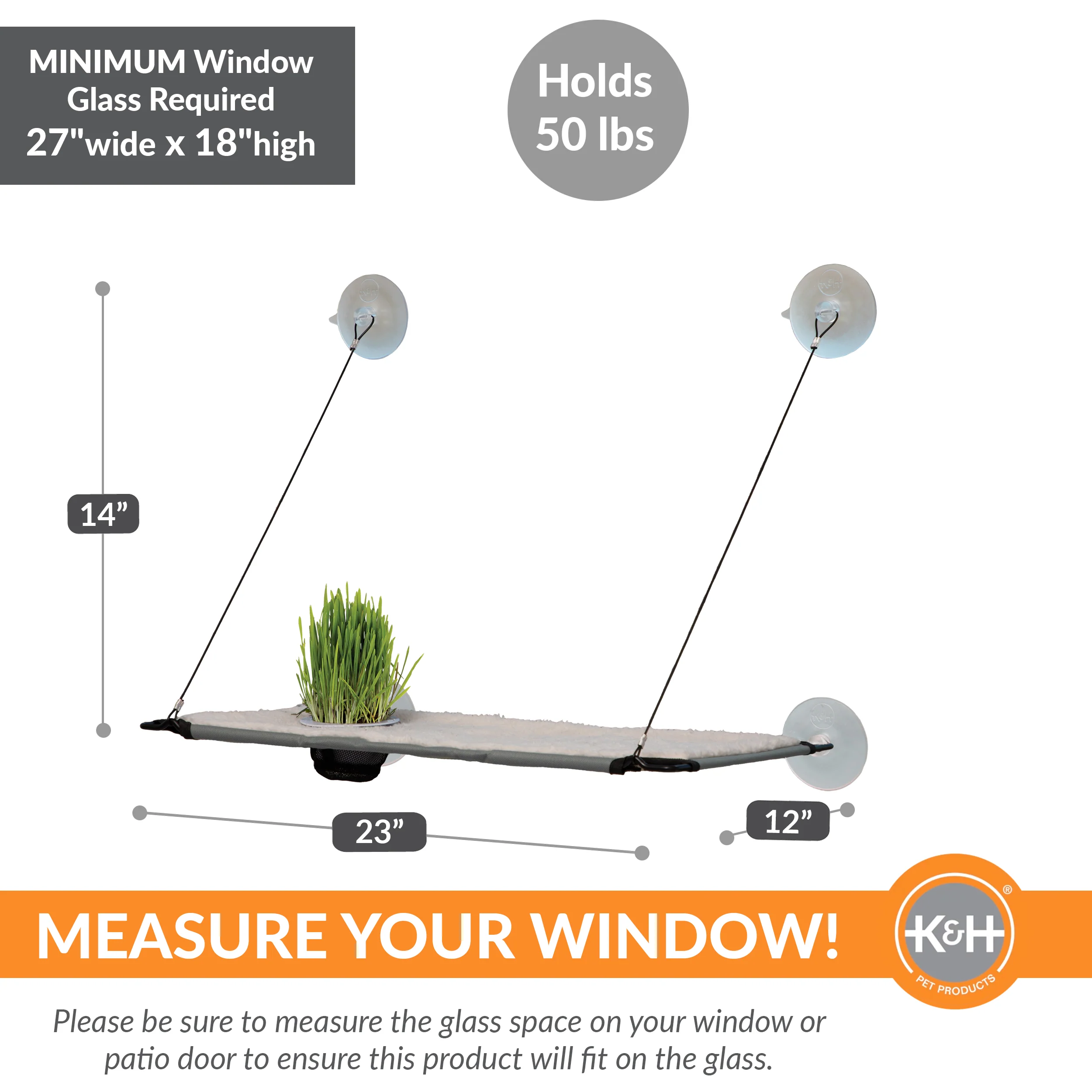 K&H Window Lounger Cat Perch with Cat Grass Grow Station - Image 3