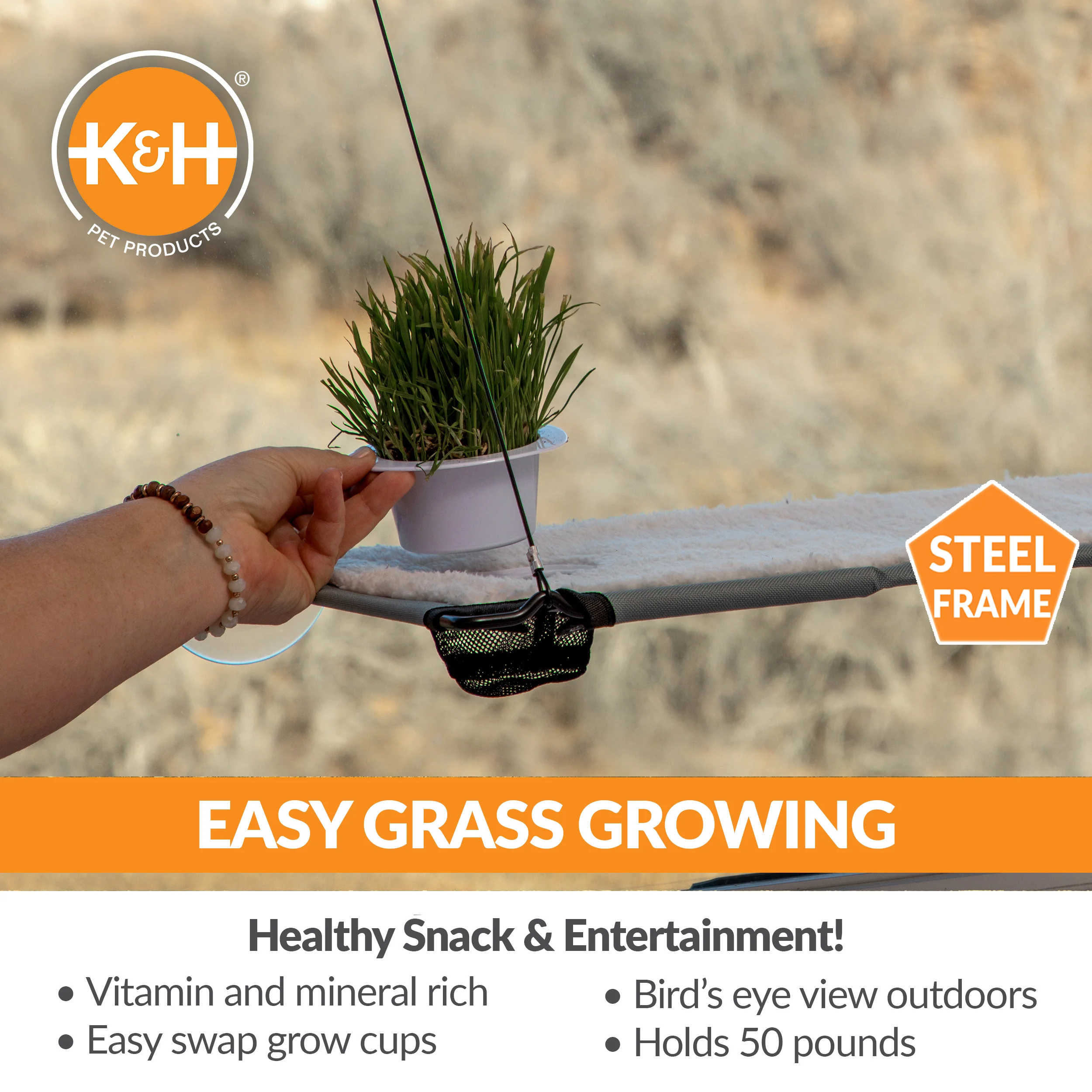 K&H Window Lounger Cat Perch with Cat Grass Grow Station - Image 4